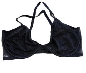 Victoria's Secret Unlined Lace Demi Bra 38DD Black Underwire Lingerie